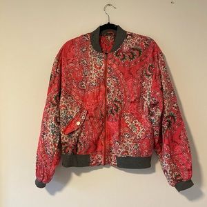 Pink quilted Free People bomber jacket